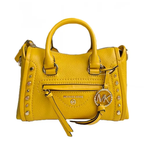 Túi Đeo Chéo Nữ Michael Kors MK Carine Small Studded Pebbled Leather Satchel In Cider 32T0GCCC0L Màu Vàng