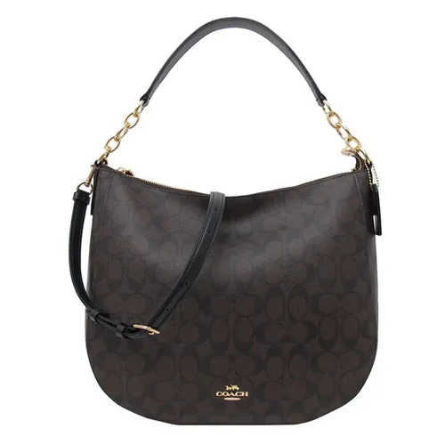Túi Đeo Vai Nữ Coach Elle Hobo Sig Brown Black F39527 Màu Nâu Đen