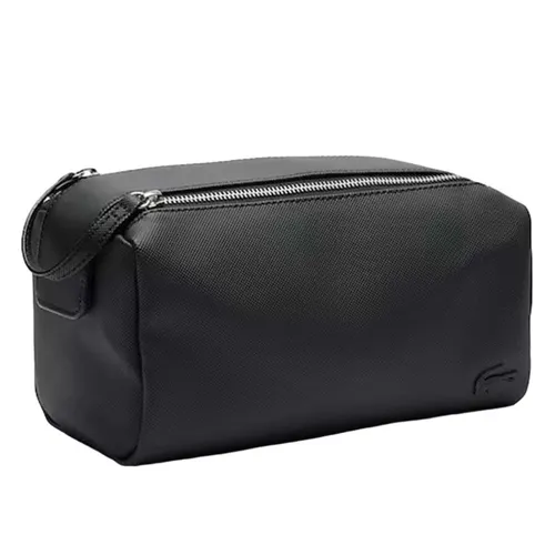 Túi Lacoste Unisex Classic Double Zip Petit Piqué Toiletry Kit Màu Đen