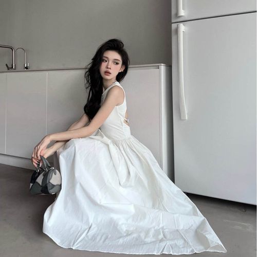 Váy Xòe Nữ Weird Market Sport Top Backless Dress White Màu Trắng-4
