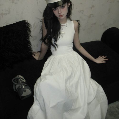 Váy Xòe Nữ Weird Market Sport Top Backless Dress White Màu Trắng-5