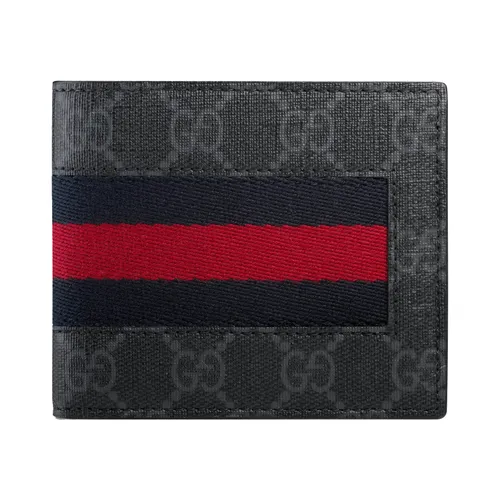Túi xách - Ví Nam Gucci GG Supreme Web Wallet 408827 KHN4N 1095 Màu Xám Đen - Vua Hàng Hiệu