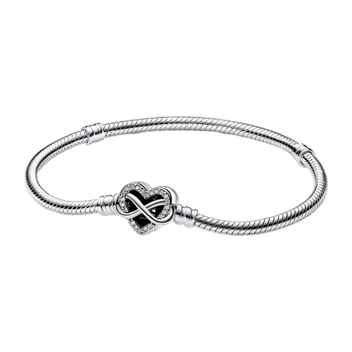 Vòng Đeo Tay Nữ Pandora Moments Sparkling Infinity Heart Clasp Snake Chain Bracelet 592645C01 Màu Bạc Size 18 - Trang sức - Vua Hàng Hiệu