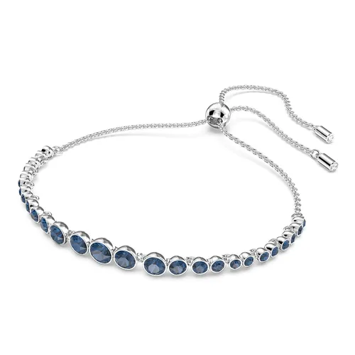 Vòng Đeo Tay Nữ Swarovski Emily Bracelet Mixed Round Cuts, Blue, Rhodium Plated 5663394 Màu Bạc Xanh