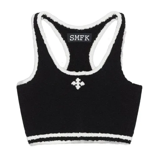 Thời trang - Áo Ngực Nữ SMFK Tank Top Black Knitted With Vintage Logo UTK06BW Màu Đen - Vua Hàng Hiệu
