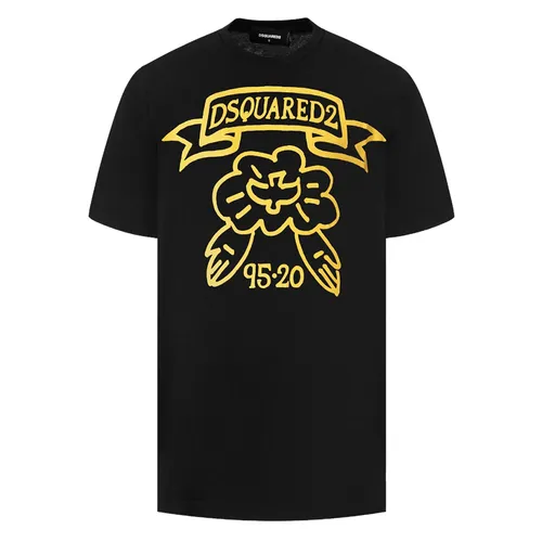 Áo Phông Nam Dsquared2 Black With Logo Printed Tshirt S71GD0942 S22427 900 Màu Đen