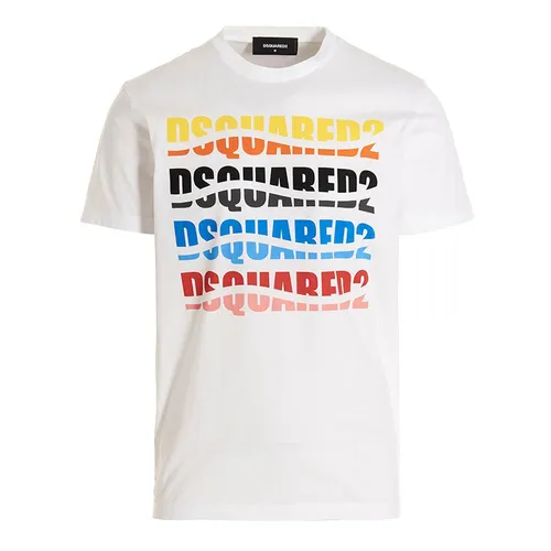 Áo Phông Nam Dsquared2 Mens Logo Print T-Shirt S74GD1092S23009100 Màu Trắng Size M