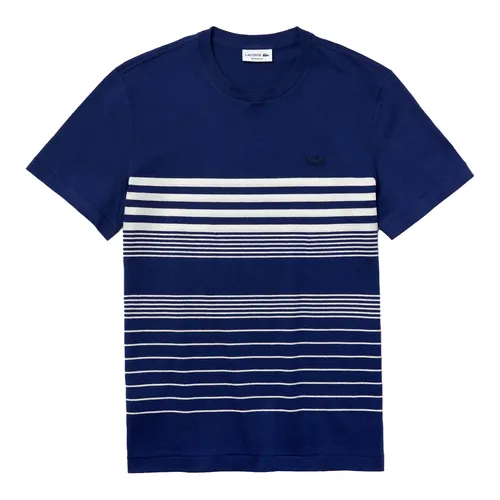 Áo Phông Nam Lacoste Men's Regular Fit TH5076 RU0 T-Shirt Màu Xanh Sọc Trắng Size 2