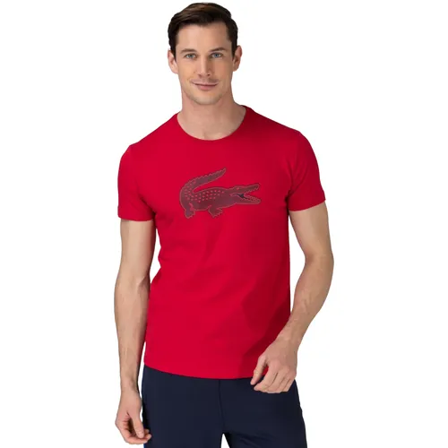 Áo Phông Nam Lacoste Men's SPORT 3D Print Crocodile Breathable Jersey T-shirt TH2042GF9 Màu Đỏ Size 3