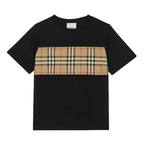 Burberry Áo phông Cotton - Áo Phông Nữ Burberry Black With Cedar Check Camel Printed Tshirt 8064784 Màu Đen - Vua Hàng Hiệu