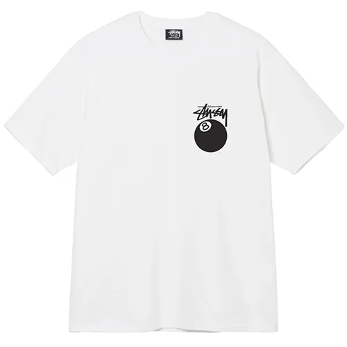 Stussy Áo phông - Áo Phông Unisex Stussy Ball 8 Tee Tshirt White Màu Trắng - Vua Hàng Hiệu