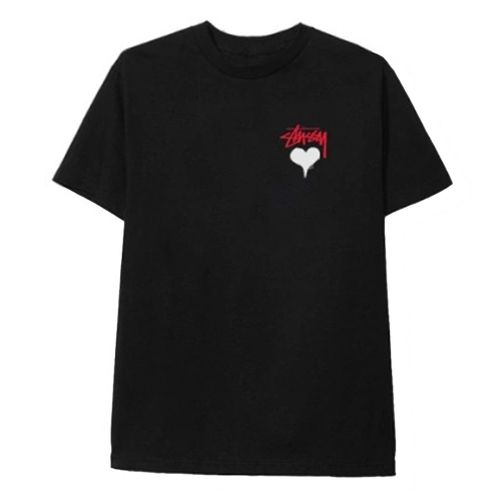 Áo Phông Unisex Stussy Stock Heart Tee Tshirt Black Màu Đen-1