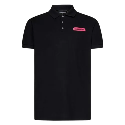 Thời trang DSquared2 Áo Polo - Áo Polo Nam Dsquared2 Black With Red Logo Printed S74GL0073 S22743 900 Màu Đen Size S - Vua Hàng Hiệu