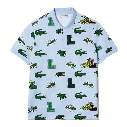 Thời trang - Áo Polo Nam Lacoste Men's Regular Fit Crocodile Print Polo PH1464EEP Màu Xanh Da Trời Size 5 - Vua Hàng Hiệu