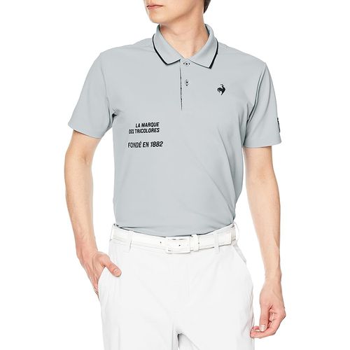 Áo Polo Nam Le Coq Sportif Golf Men's Short Sleeve Shirt QGMVJA03 Màu Xám Trắng-4
