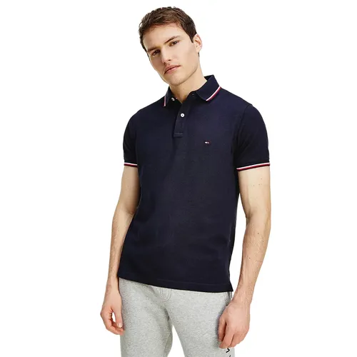 Thời trang Tommy Hilfiger Áo Polo - Áo Polo Nam Tommy Hilfiger Core Tommy Tipped Slim Màu Xanh Navy Size S - Vua Hàng Hiệu