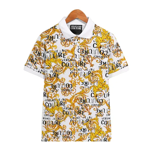 Áo Polo Nam Versace 74GAG6S0JS149G03 Màu Trắng Vàng Size XS