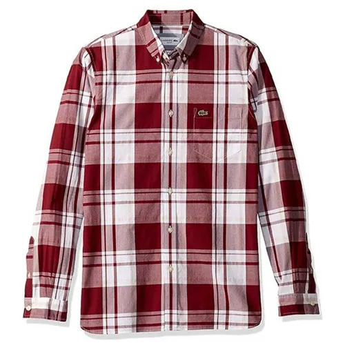 Áo Sơ Mi Lacoste Slim Fit CH5142 Y42 Màu Đỏ Kẻ Trắng Size M