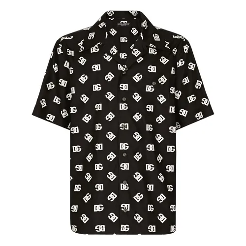 Áo Sơ Mi Nam Dolce & Gabbana D&G Black With DG Monogram Printed G5JH9T HS5OO HNVAA Màu Đen