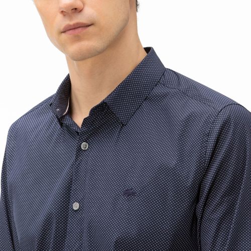 Áo Sơ Mi Nam Lacoste Men's Long Sleeve Wovens Shirt CH9742525 Màu Xanh Đen Size 39-5