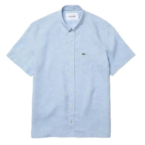 Thời trang Áo sơ mi Vải Linen - Áo Sơ Mi Nam Lacoste Men's Regular Fit Linen Shirt CH4991HBP Màu Xanh Da Trời Size 40 - Vua Hàng Hiệu
