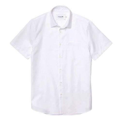 Áo Sơ Mi Nam Lacoste Men's Regular Fit Textured Cotton Poplin Shirt CH2741001 Màu Trắng Size 40-1