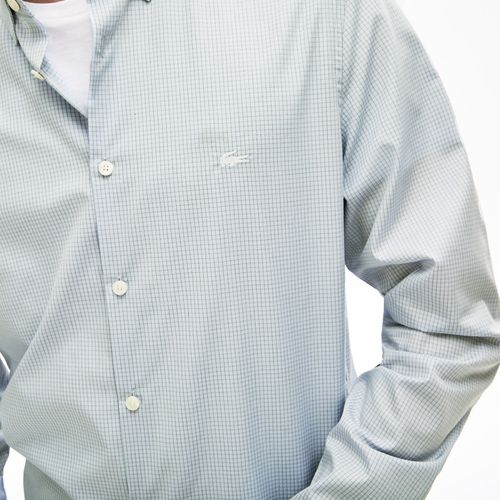 Áo Sơ Mi Nam Lacoste Men's Slim Fit Stretch Cotton Poplin Shirt CH6906WW5 Màu Xanh Nhạt Size 40-5