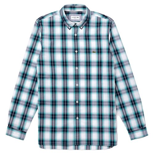 Áo Sơ Mi Nam Lacoste Men's Slim Fit Stretch Cotton Poplin Shirt CH7222X6M Màu Trắng Xanh Size 38-1