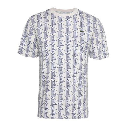 Áo Thun Lacoste Unisex LIVE Monogram Print Cotton T-shirt TH2752-51 Màu Trắng/Navy Size S