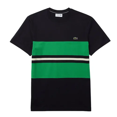 Thời trang Nam Phối màu xanh - Áo Thun Nam Lacoste Men’s Crew Neck Colorblock Striped Cotton T-shirt TH0054-00 Phối Màu Xanh Size L - Vua Hàng Hiệu