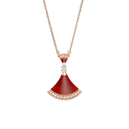 Dây Chuyền Nữ Jewery Luxury Divas’ Dream Diamond Carnelian Element 18K Rose Gold Màu Đỏ/Vàng Hồng