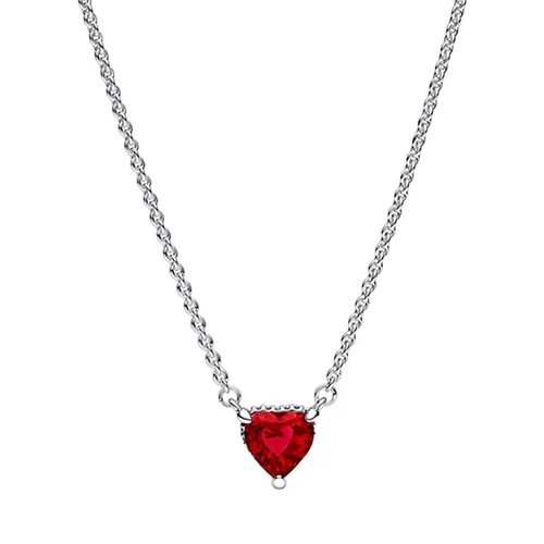 Trang sức - Dây Chuyền Nữ Pandora Sparkling Heart Halo Pendant Collier Necklace 392542C01 Màu Bạc Đỏ - Vua Hàng Hiệu