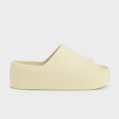 Dép Nữ Charles & Keith CNK Morgan Platform Slide Sandals – Butter 71920002 Màu Kem Size 39