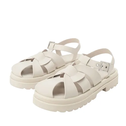 Dép Sandal Nữ Charles & Keith CNK Nell Gladiator Floral-Embellished Chalk 70380995 Màu Trắng