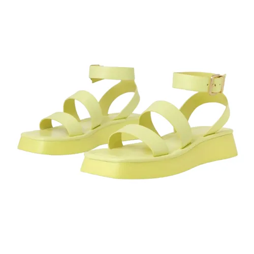 Dép Sandal Nữ Charles & Keith CNK Square Toe Ankle-Strap Sandals 70380945 Màu Vàng