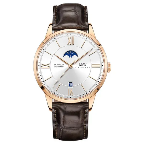 Đồng hồ - Đồng Hồ Nam I&W Carnival 528G1 Automatic Màu Nâu Vàng - Vua Hàng Hiệu