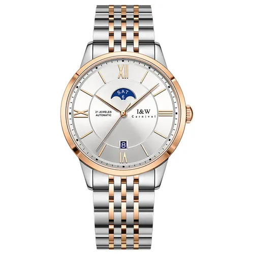 Đồng Hồ Nam I&W Carnival 528G7 Automatic Màu Bạc Phối Vàng Hồng