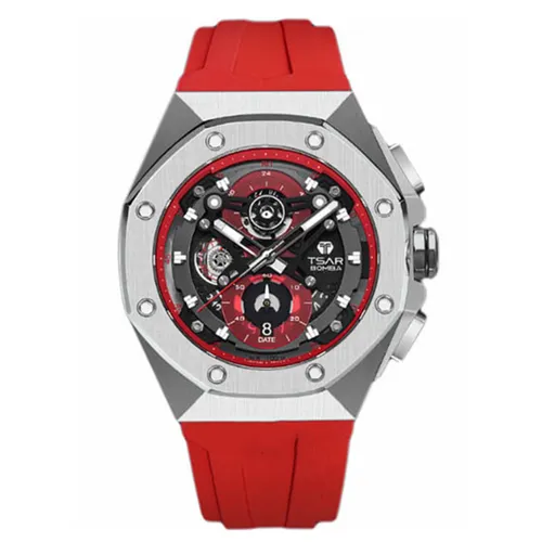 Đồng hồ Tsar Bomba Mặt tròn - Đồng Hồ Nam Tsar Bomba Waterproof Sports TB8805Q-SR Màu Đỏ - Vua Hàng Hiệu