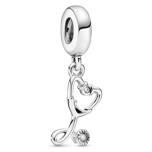 Hạt Vòng Charm Pandora Stethoscope Heart Dangle 799072C01 Màu Bạc