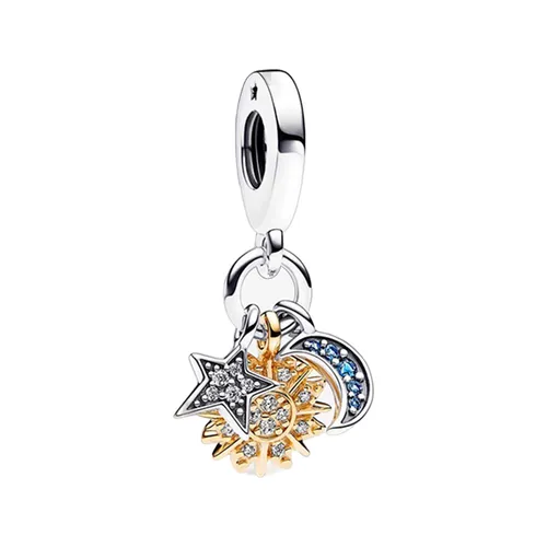 Hạt Vòng Charm Pandora Two-Tone Celestial Triple Dangle Charm 762676C01 Phối Màu
