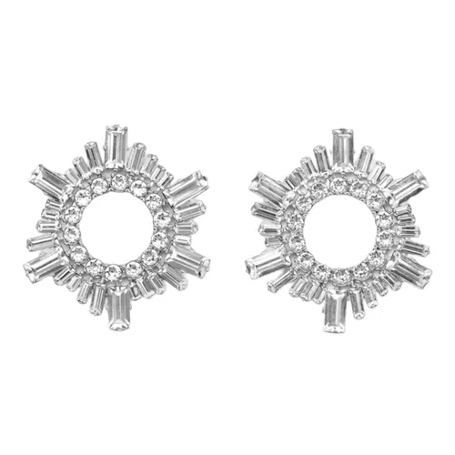 Trang sức - Khuyên Tai Nữ Amina Muaddi Mini Begum Crystal Embellished Màu Trắng Bạc - Vua Hàng Hiệu