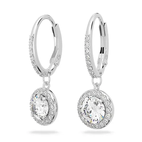 Khuyên Tai Nữ Swarovski Angelic Drop Earrings Round Cut, White, Rhodium Plated 5142721 Màu Bạc