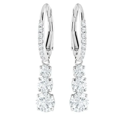 Khuyên Tai Nữ Swarovski Attract Trilogy Hoop Earringsround Cut, White, Rhodium Plated 5416155 Màu Bạc - Trang sức - Vua Hàng Hiệu