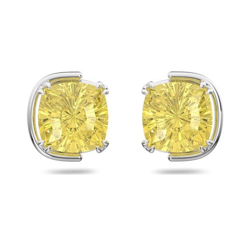 Khuyên Tai Nữ Swarovski Harmonia Stud Earrings Cushion Cut, Yellow, Rhodium Plated 5616511 Màu Vàng