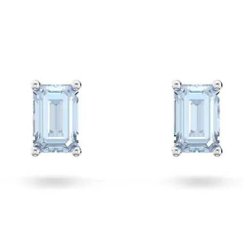 Trang sức Xanh dương - Khuyên Tai Nữ Swarovski Stilla Stud Earrings Octagon Cut, Blue, Rhodium Plated 5639134 Màu Xanh Dương - Vua Hàng Hiệu