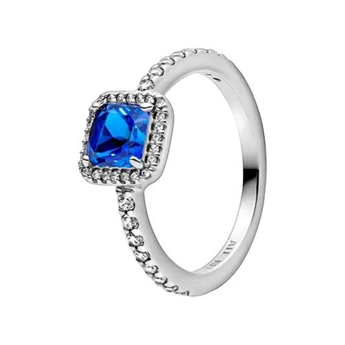 Nhẫn Nữ Pandora Blue Square Sparkle Halo Ring 198863C02 Màu Xanh Blue Size 52 - Trang sức - Vua Hàng Hiệu