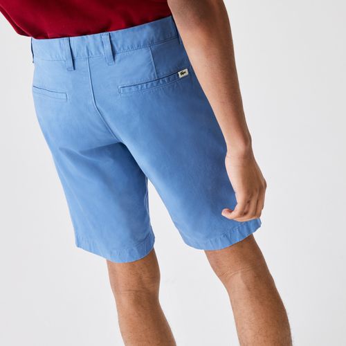 Quần Short Nam Lacoste Men's Slim Fit Stretch Gabardine Bermuda Shorts FH9542776 Màu Xanh Blue Size 40-4