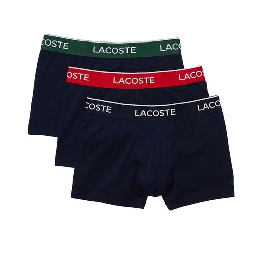 Set Quần Lót Nam Lacoste Pack Of 3 Navy Casual Trunks With Contrasting Waistband 5H3401HY0 (3 Chiếc) Size 6