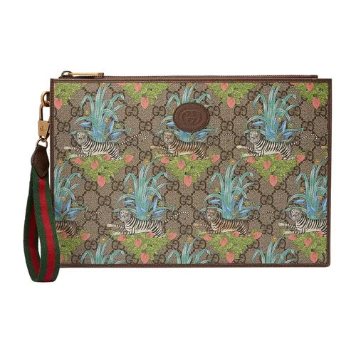 Túi Cầm Tay Nam Gucci Tiger Print GG Pouch 688378 UUABC 9885 Phối Màu - Túi xách - Vua Hàng Hiệu