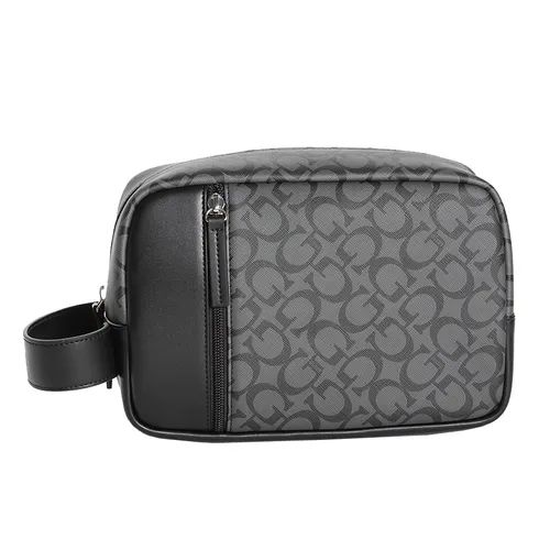 Túi xách Guess Nam - Túi Cầm Tay Nam Guess Logo Dopp Kit Travel Bag Màu Đen - Vua Hàng Hiệu